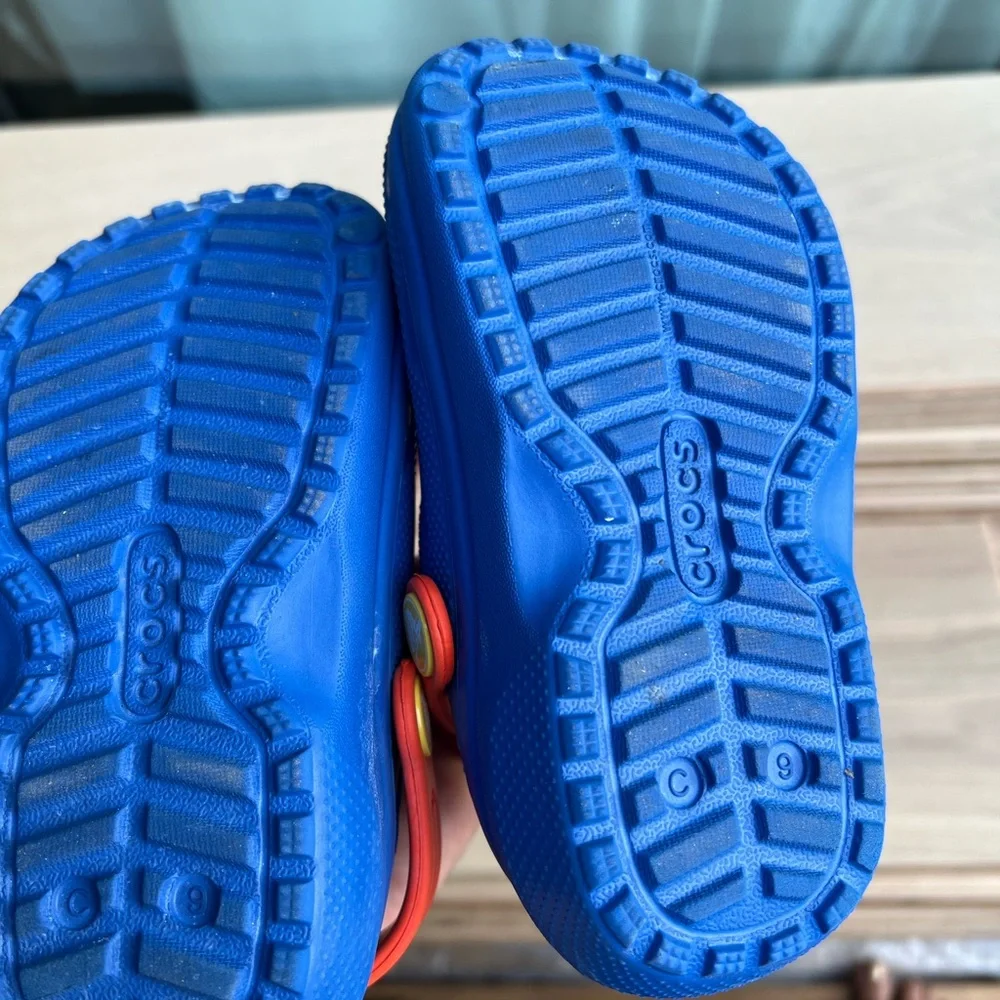 Kids Blue Clog Shoes with Orange Strap size 9C boys